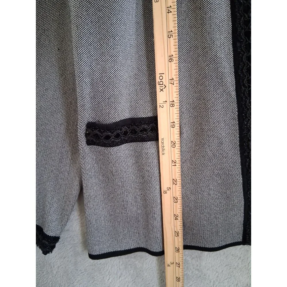 Misook 3 Piece Sz L Skirt Blazer Tank Knit Suit Gray Black Knee Length Career